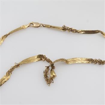 10kt Gold Herringbone Chain Necklace