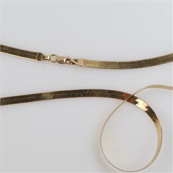 10kt Gold Herringbone Chain Necklace