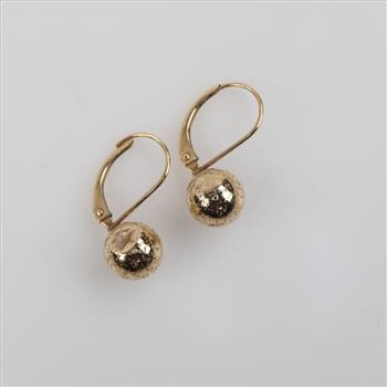 10kt Gold Hollow Ball Drop Earrings