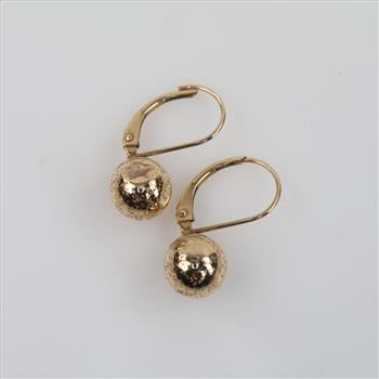 10kt Gold Hollow Ball Drop Earrings