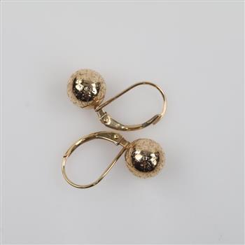 10kt Gold Hollow Ball Drop Earrings