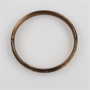 10kt Gold Hollow Bangle Bracelet