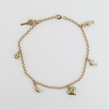 10kt Gold Hollow Charm Bracelet