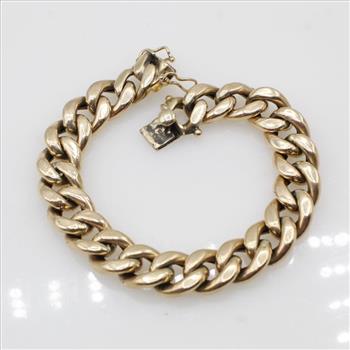 10kt Gold Hollow Curb Chain Bracelet - Evaluated By Our Certified Gemologist-AGS/GIA