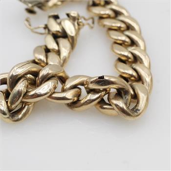 10kt Gold Hollow Curb Chain Bracelet - Evaluated By Our Certified Gemologist-AGS/GIA