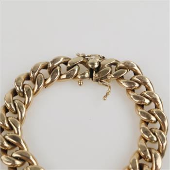 10kt Gold Hollow Curb Chain Bracelet - Evaluated By Our Certified Gemologist-AGS/GIA