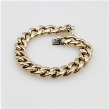 10kt Gold Hollow Curb Chain Bracelet - Evaluated By Our Certified Gemologist-AGS/GIA