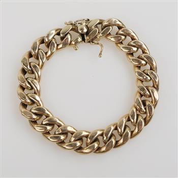 10kt Gold Hollow Curb Chain Bracelet - Evaluated By Our Certified Gemologist-AGS/GIA
