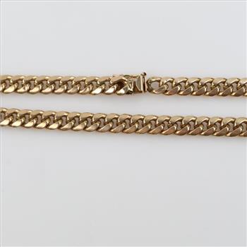 10kt Gold Hollow Curb Chain Necklace