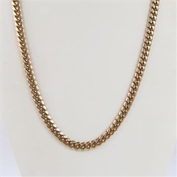 10kt Gold Hollow Curb Chain Necklace