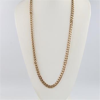 10kt Gold Hollow Curb Chain Necklace