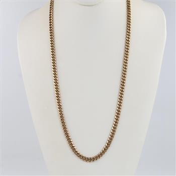 10kt Gold Hollow Curb Chain Necklace