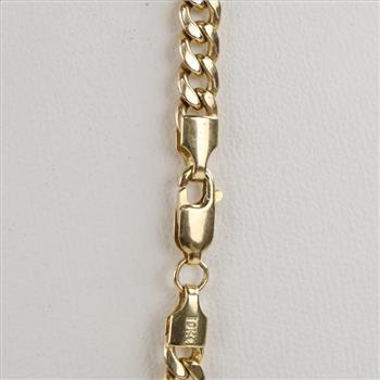 10kt Gold Hollow Curb Chain Necklace