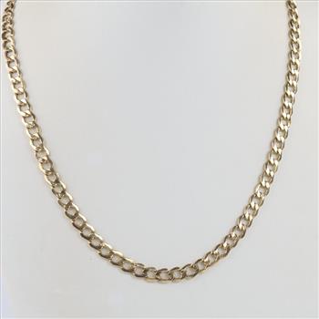 10kt Gold Hollow Curb Chain Necklace