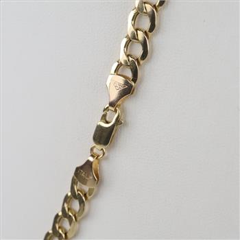 10kt Gold Hollow Curb Chain Necklace