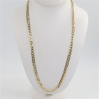 10kt Gold Hollow Curb Chain Necklace