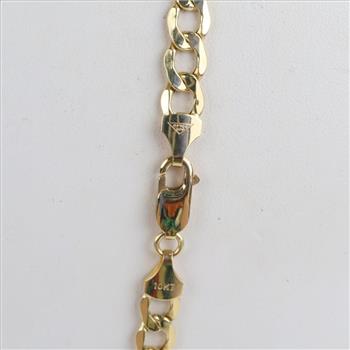 10kt Gold Hollow Curb Chain Necklace