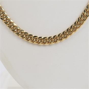 10kt Gold Hollow Curb Chain Necklace