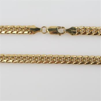 10kt Gold Hollow Curb Chain Necklace