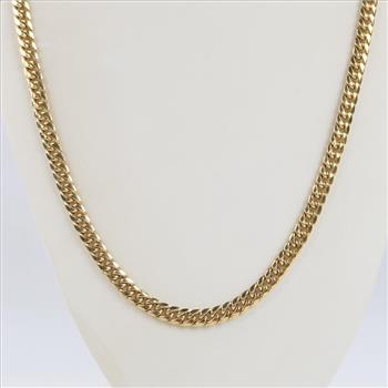 10kt Gold Hollow Curb Chain Necklace