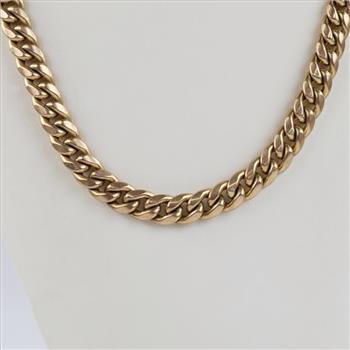10kt Gold Hollow Curb Link Chain Necklace -Evaluated By Our Certified Gemologist-AGS/GIA