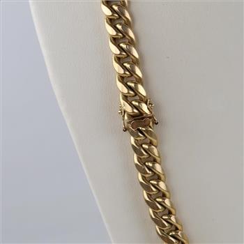10kt Gold Hollow Curb Link Chain Necklace -Evaluated By Our Certified Gemologist-AGS/GIA