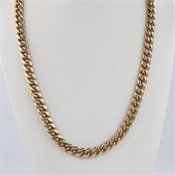 10kt Gold Hollow Curb Link Chain Necklace -Evaluated By Our Certified Gemologist-AGS/GIA