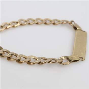 10kt Gold Hollow Curb Link ID Bracelet