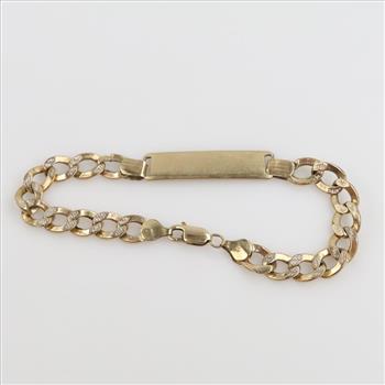 10kt Gold Hollow Curb Link ID Bracelet