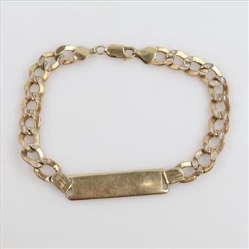 10kt Gold Hollow Curb Link ID Bracelet