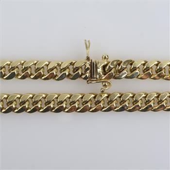 10kt Gold Hollow Curb Link Necklace