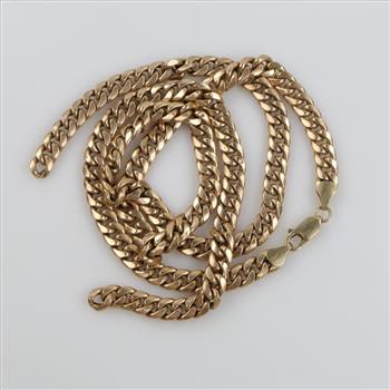 10kt Gold Hollow Curb Link Necklace