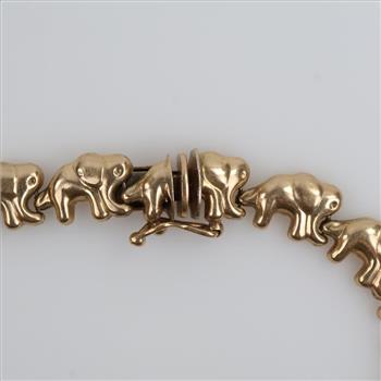 10kt Gold Hollow Elephant Chain Bracelet