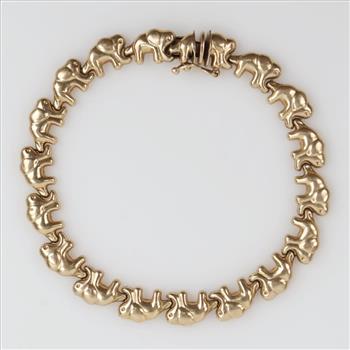 10kt Gold Hollow Elephant Chain Bracelet