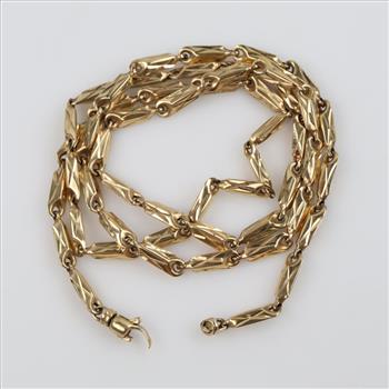 10kt Gold Hollow Fancy Faceted Link Necklace