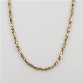10kt Gold Hollow Fancy Faceted Link Necklace