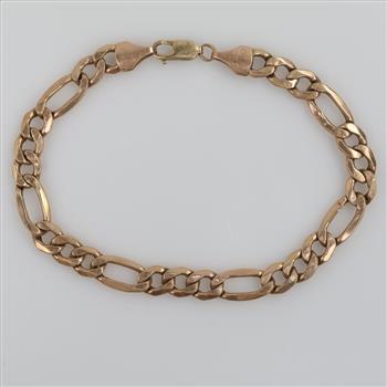 10kt Gold Hollow Figaro Chain Bracelet