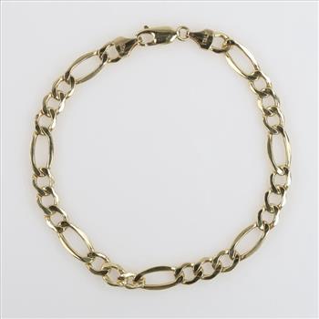 10kt Gold Hollow Figaro Chain Bracelet
