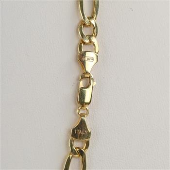 10kt Gold Hollow Figaro Chain Link Necklace