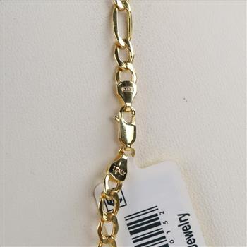 10kt Gold Hollow Figaro Chain Link Necklace