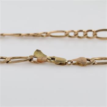 10kt Gold Hollow Figaro Chain Necklace