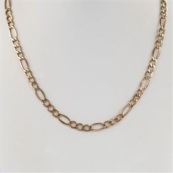 10kt Gold Hollow Figaro Chain Necklace