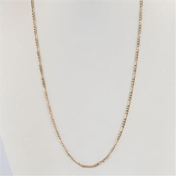 10kt Gold Hollow Figaro Chain Necklace
