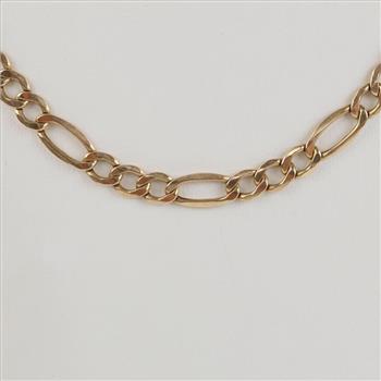 10kt Gold Hollow Figaro Chain Necklace