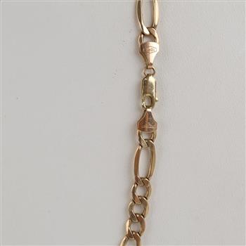 10kt Gold Hollow Figaro Chain Necklace