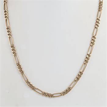 10kt Gold Hollow Figaro Chain Necklace