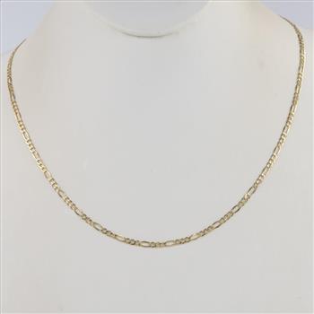 10kt Gold Hollow Figaro Chain Necklace
