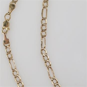 10kt Gold Hollow Figaro Link Necklace