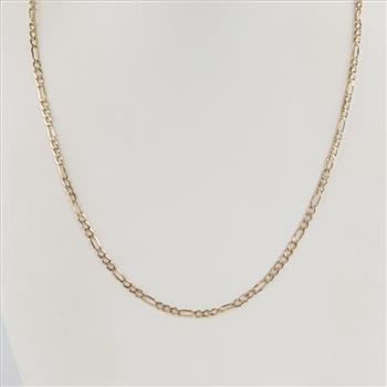 10kt Gold Hollow Figaro Link Necklace