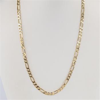 10kt Gold Hollow Figaro Link Necklace
